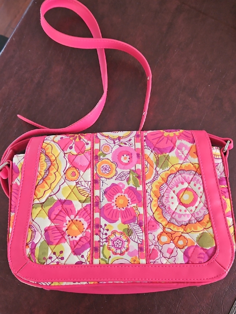 Vera Bradley Crosstown Pink Floral Crossbody Handbag - Picture 1 of 15
